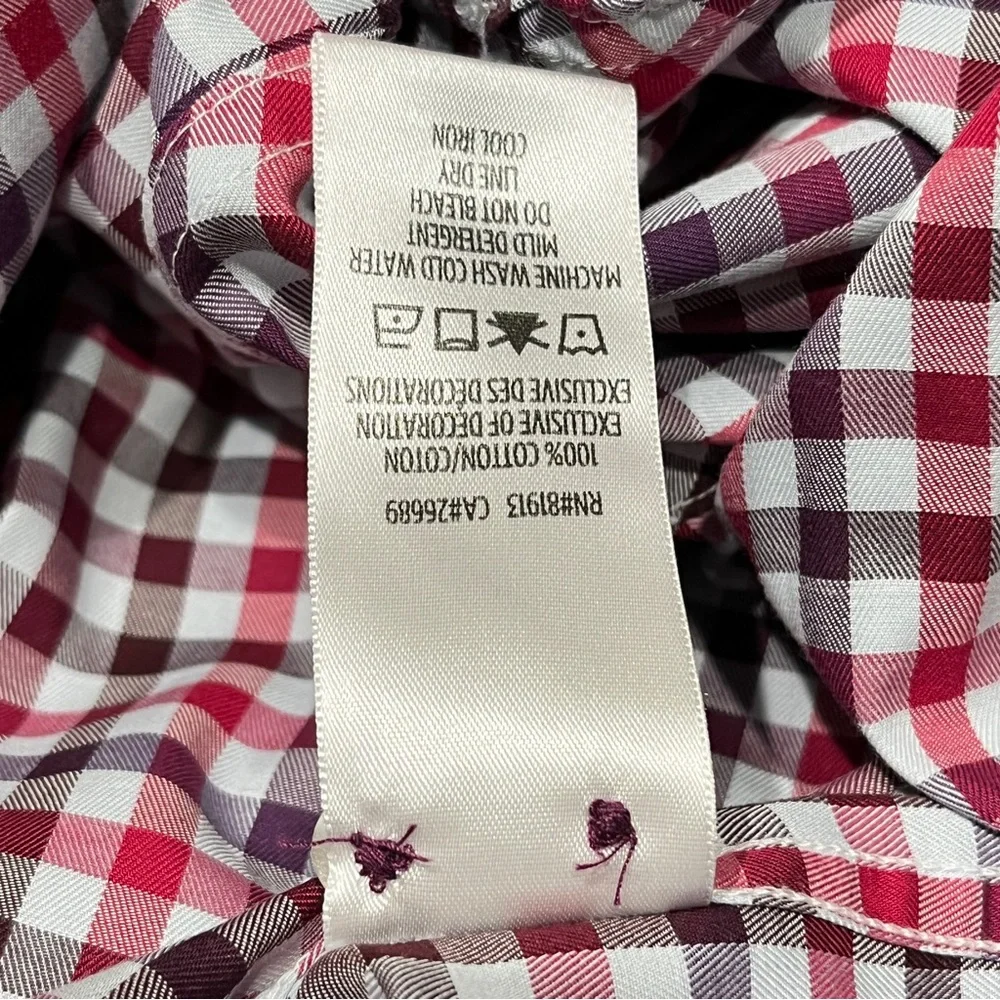 ROBERT GRAHAM Red Checked Gingham Shirt Men's Sz L‎ Fold Back Cuffs Long Sleeve - Picture 11 of 14